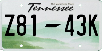 TN license plate Z8143K