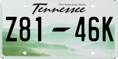 TN license plate Z8146K