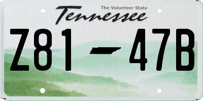 TN license plate Z8147B