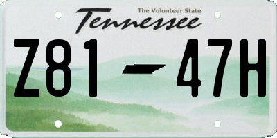 TN license plate Z8147H