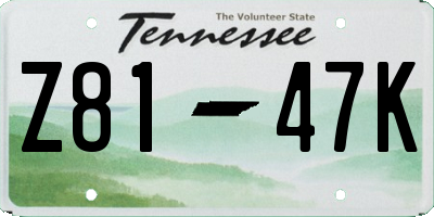 TN license plate Z8147K