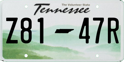TN license plate Z8147R