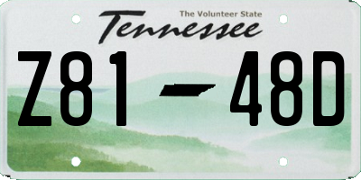 TN license plate Z8148D
