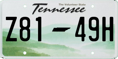 TN license plate Z8149H
