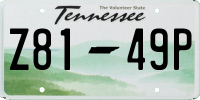 TN license plate Z8149P