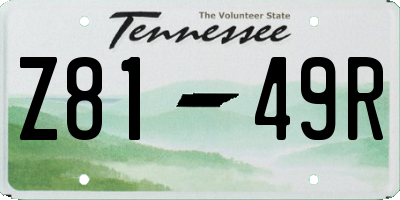 TN license plate Z8149R