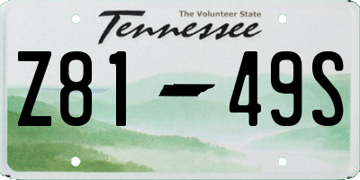 TN license plate Z8149S