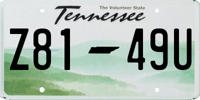 TN license plate Z8149U