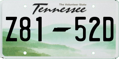 TN license plate Z8152D