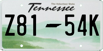 TN license plate Z8154K