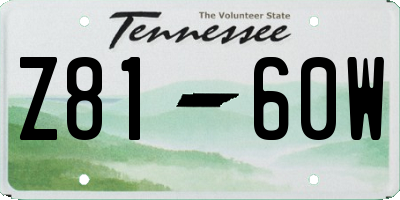 TN license plate Z8160W