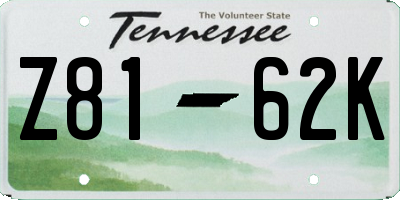 TN license plate Z8162K