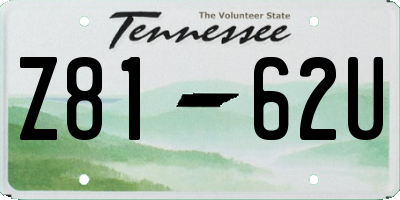 TN license plate Z8162U