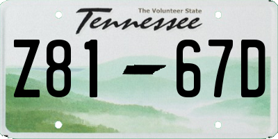TN license plate Z8167D