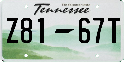 TN license plate Z8167T