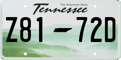 TN license plate Z8172D