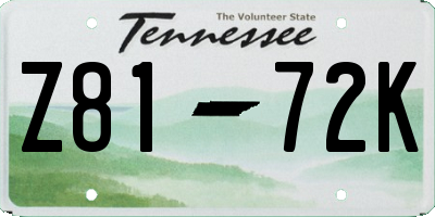 TN license plate Z8172K