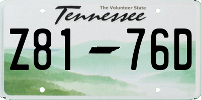 TN license plate Z8176D