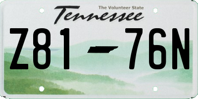 TN license plate Z8176N