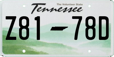 TN license plate Z8178D