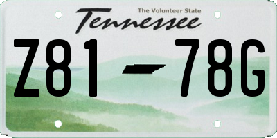 TN license plate Z8178G
