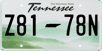 TN license plate Z8178N