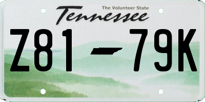 TN license plate Z8179K