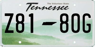 TN license plate Z8180G