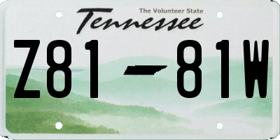 TN license plate Z8181W