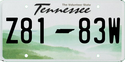 TN license plate Z8183W