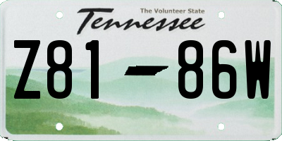 TN license plate Z8186W