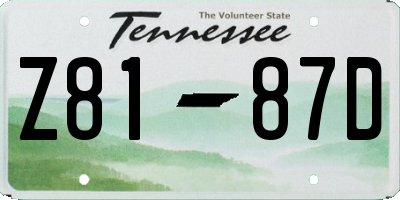 TN license plate Z8187D
