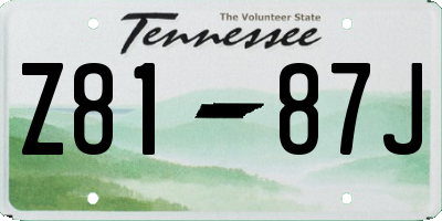 TN license plate Z8187J