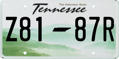 TN license plate Z8187R