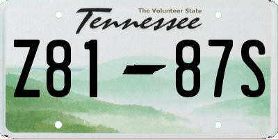 TN license plate Z8187S