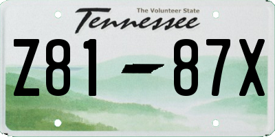 TN license plate Z8187X