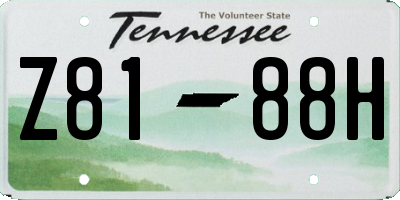 TN license plate Z8188H