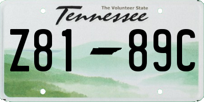 TN license plate Z8189C