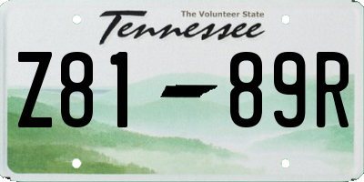 TN license plate Z8189R