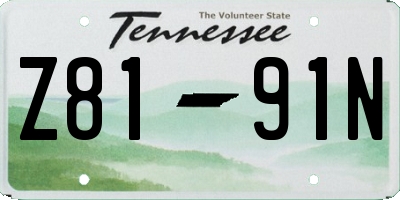 TN license plate Z8191N