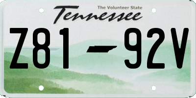 TN license plate Z8192V