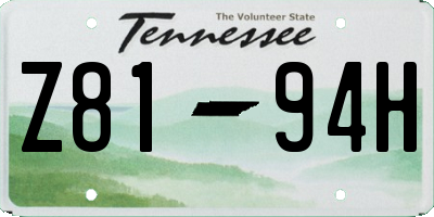 TN license plate Z8194H