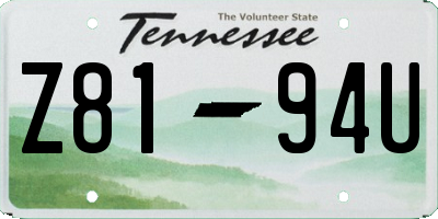 TN license plate Z8194U