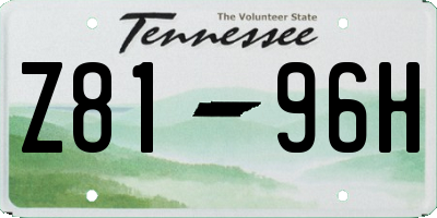 TN license plate Z8196H