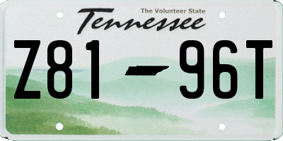 TN license plate Z8196T