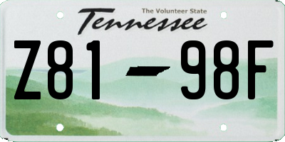 TN license plate Z8198F