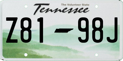 TN license plate Z8198J