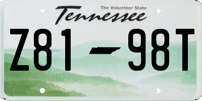 TN license plate Z8198T