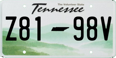 TN license plate Z8198V