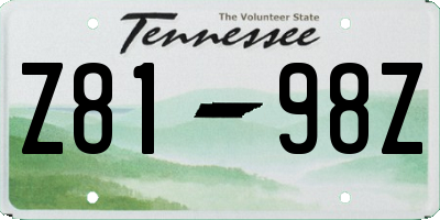 TN license plate Z8198Z